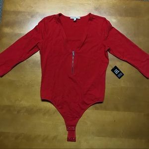 Red Low-V Bodysuit